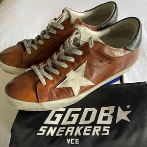 Golden Goose Cognac leather Superstar sneaker. Size 41